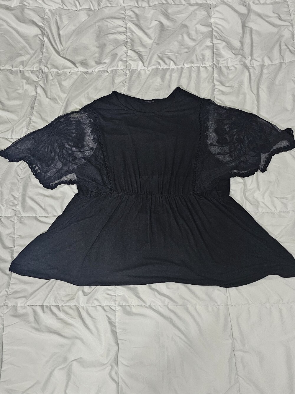 Torrid Black Lace Flutter Sleeve Blouse